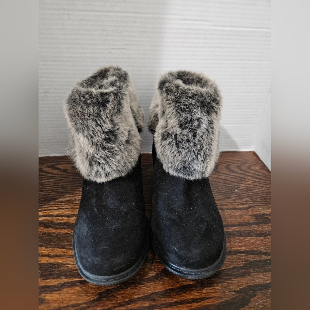 ANA Faux Suede Boots And Fur. Heeled. Like New Size 8 (Bin 7)